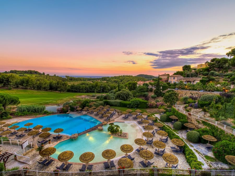 Indoor pool, seasonal outdoor pool, pool umbrellas, pool loungers