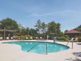 Outdoor pool, sun loungers