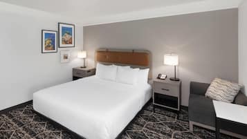Room, 1 King Bed, Hearing Accessible, Non Smoking (Mobility, Roll-in Shower) | Pillowtop beds, desk, laptop workspace, blackout drapes