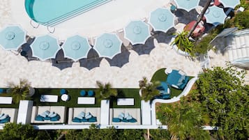 2 outdoor pools, open 11:00 AM to 6:00 PM, pool cabanas (surcharge)