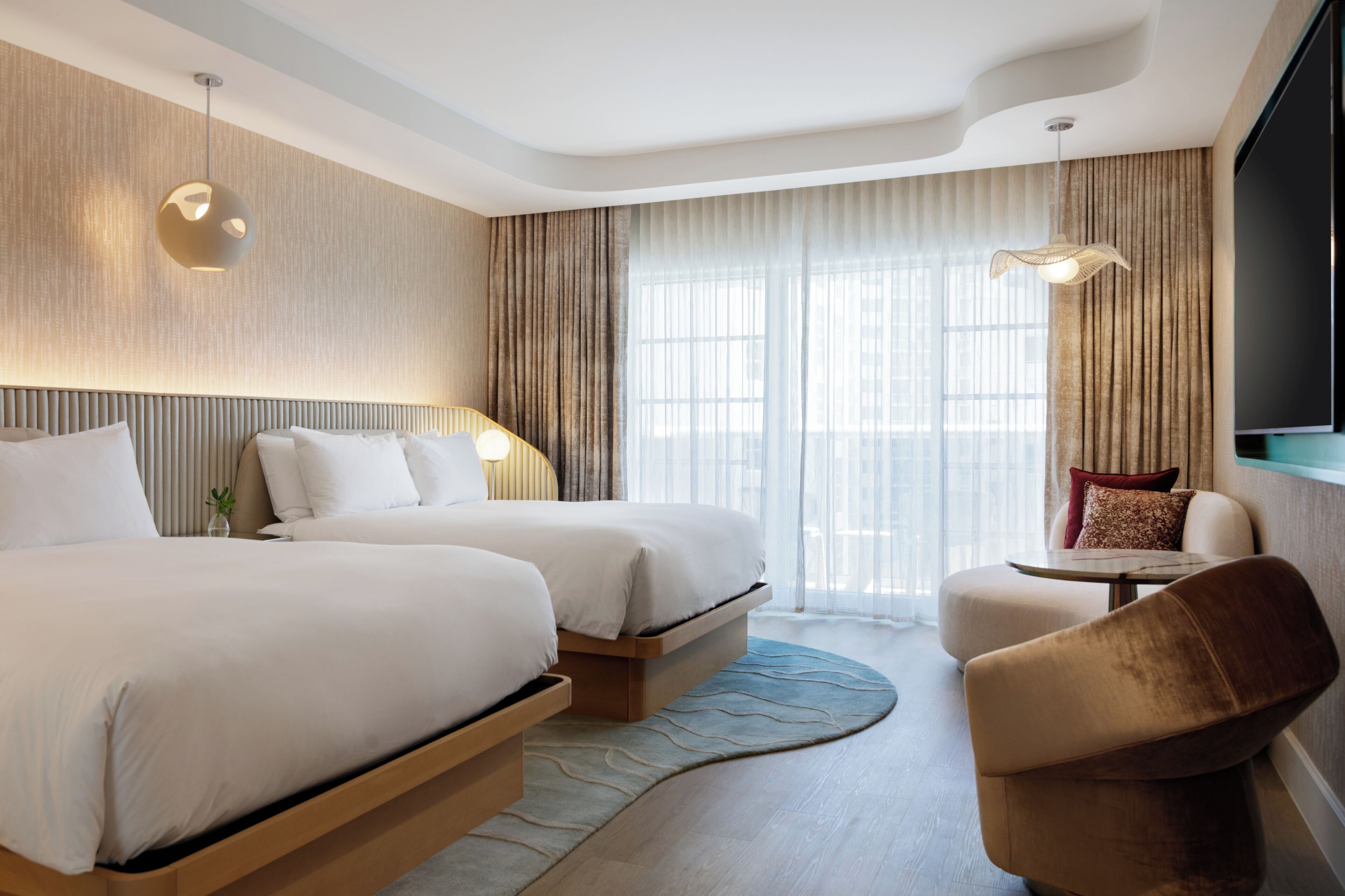 Room, 2 Queen Beds, Balcony, Partial Sea View | Premium bedding, down comforters, in-room safe, desk