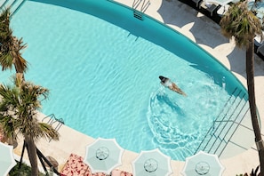 2 outdoor pools, open 11:00 AM to 6:00 PM, cabanas (surcharge)