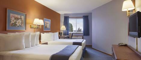 Standard Room, 2 Queen Beds | In-room safe, desk, free WiFi, bed sheets