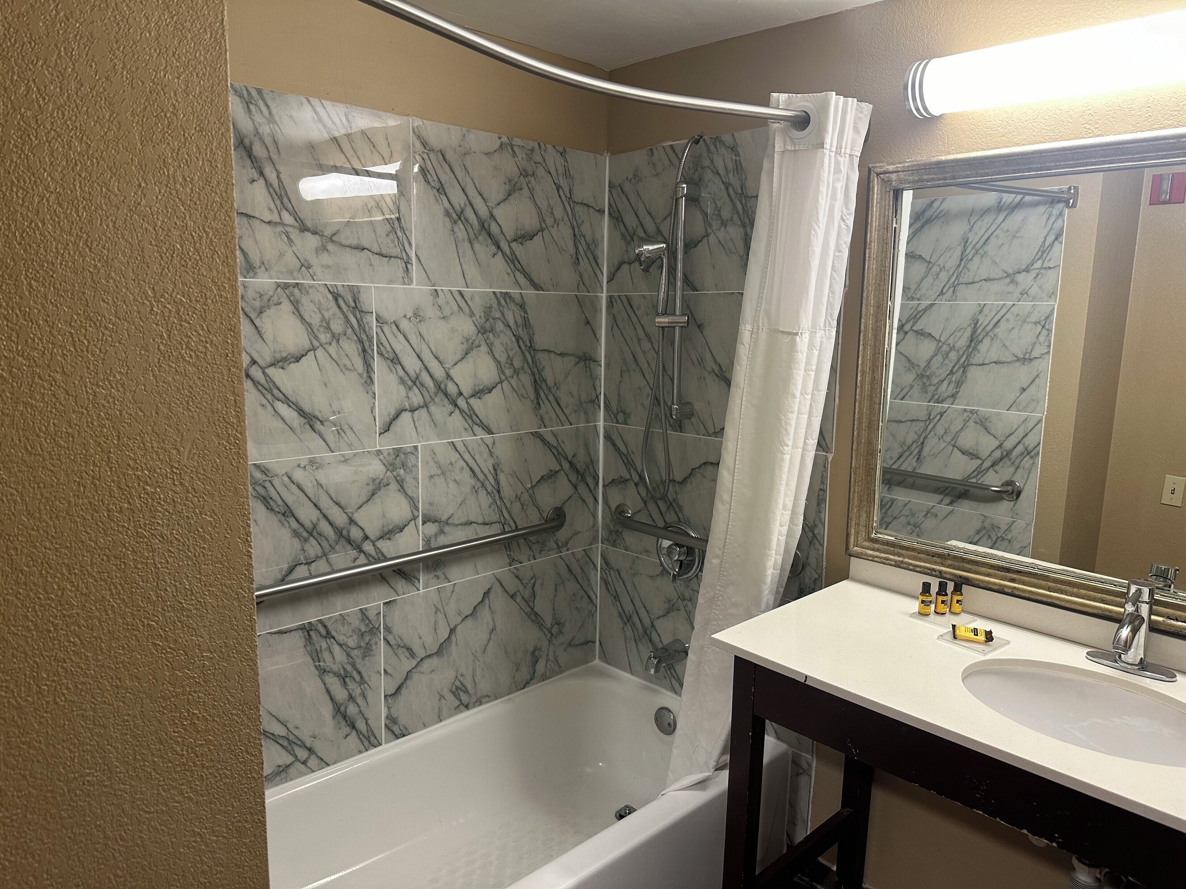 free toiletries, hair dryer, towels, soap