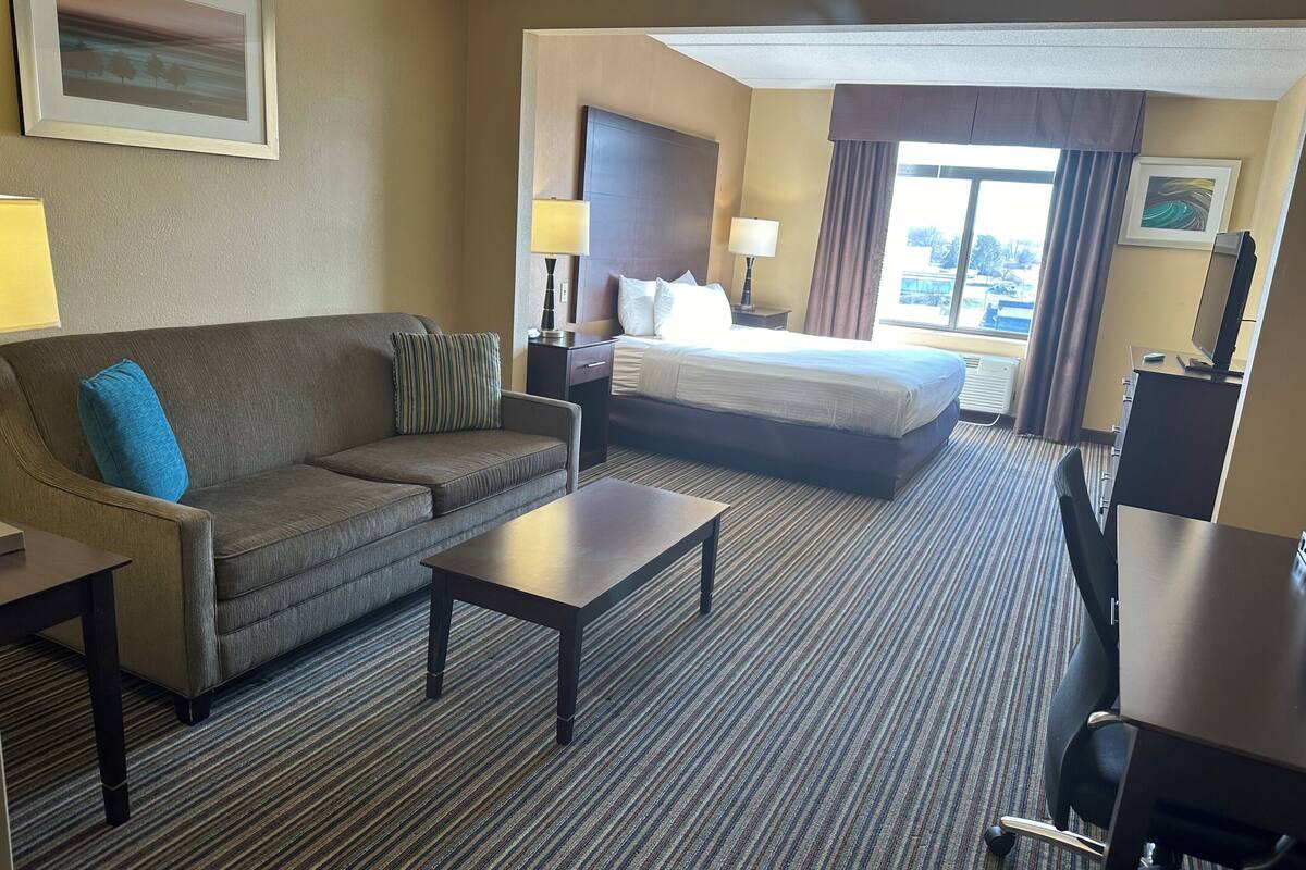 studio suite, 1 king bed with sofa bed, non smoking | hypo-allergenic bedding, individually furnished, desk, laptop workspace