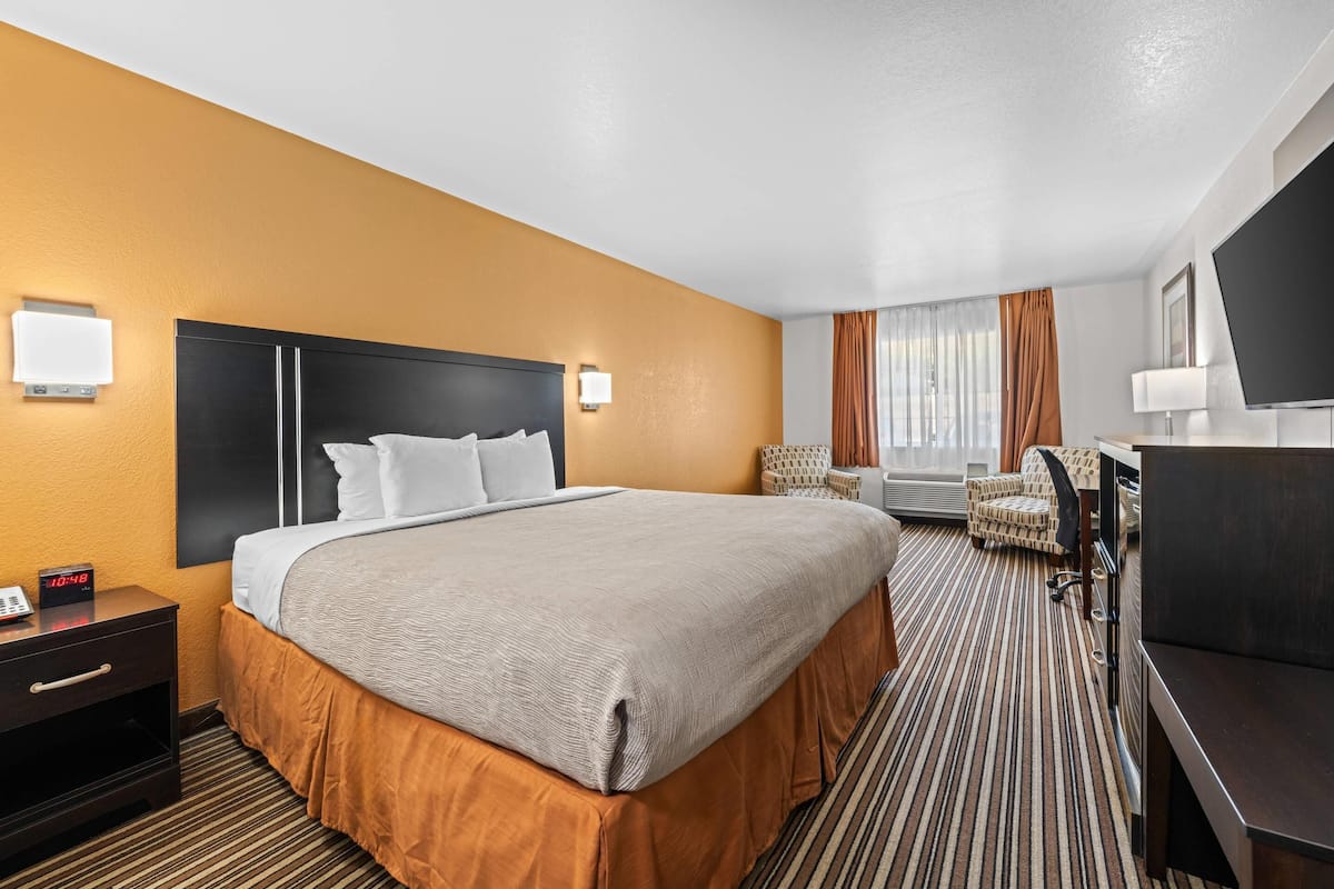 Standard Room, 1 King Bed, Non Smoking | Desk, iron/ironing board, WiFi (free), bed sheets