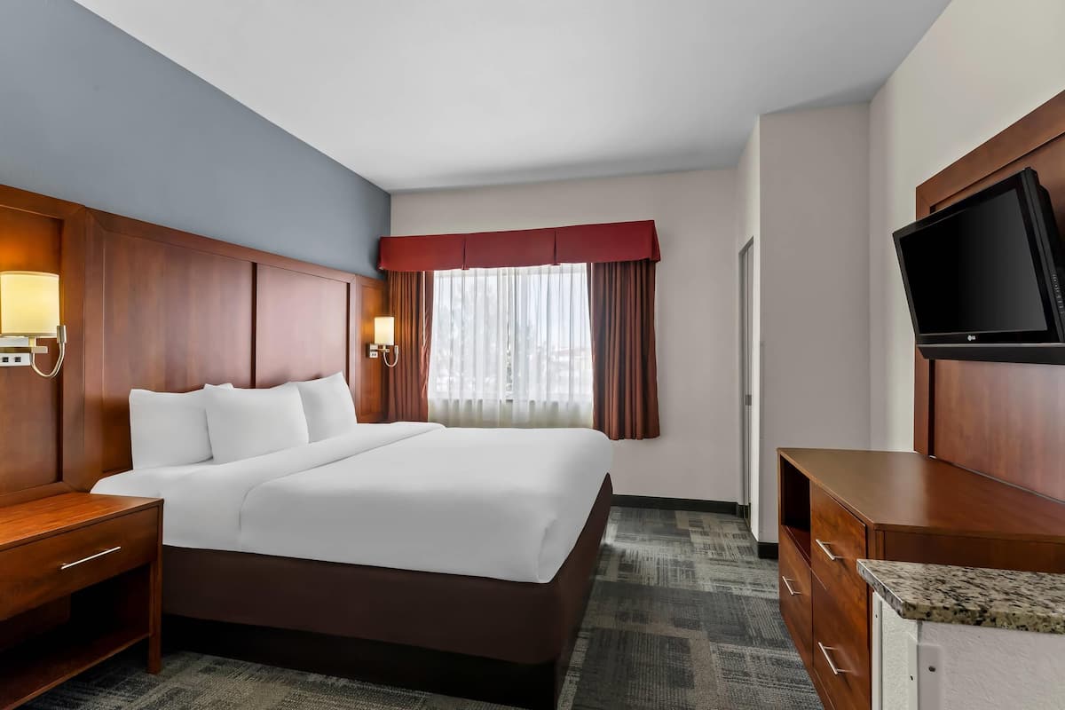 Suite, 1 King Bed, Accessible, Non Smoking | 1 bedroom, premium bedding, in-room safe, iron/ironing board
