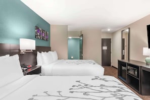Standard Room, 2 Double Beds, Non Smoking | In-room safe, desk, blackout curtains, iron/ironing board