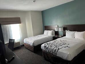 Standard Double Room, 2 Double Beds, Non Smoking | Desk, laptop workspace, blackout drapes, iron/ironing board