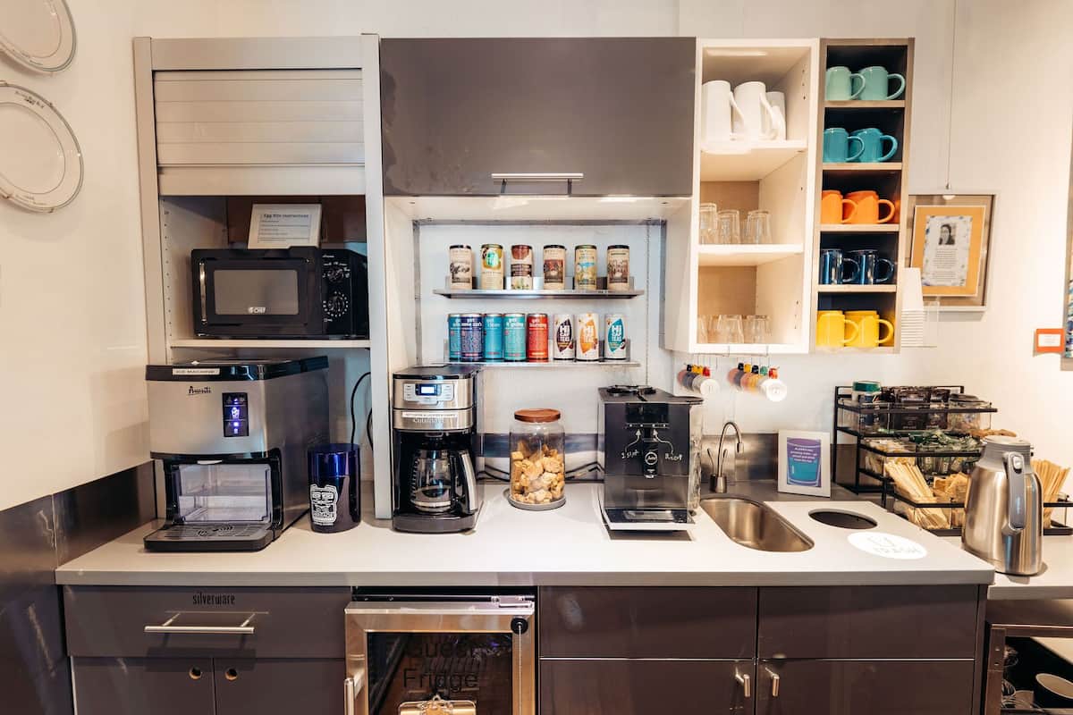 fridge, microwave, reusable coffee/tea filters