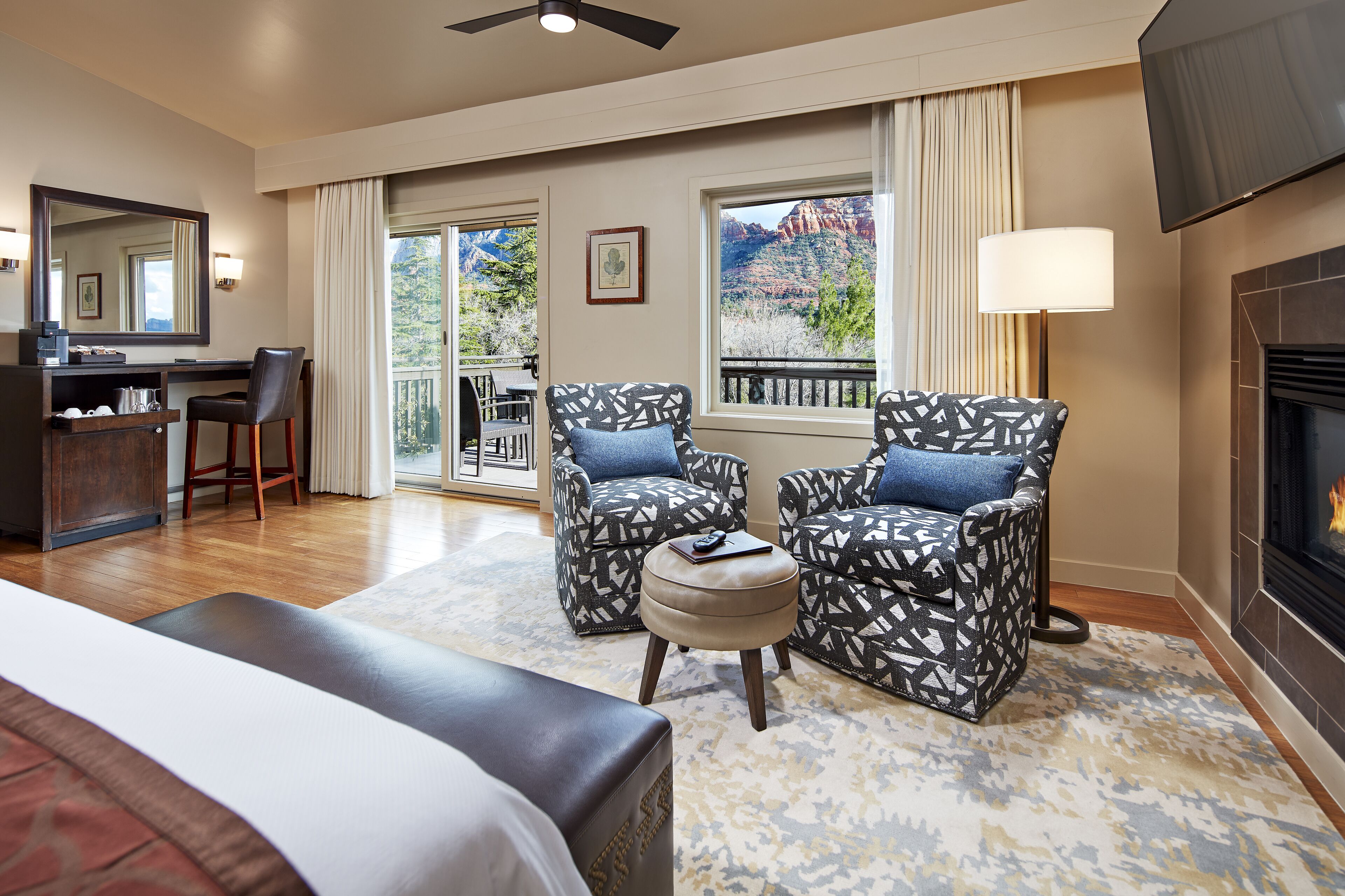 55-inch LCD TV with cable channels, TV, iPod dock