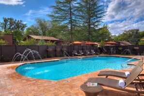 Outdoor pool, pool loungers