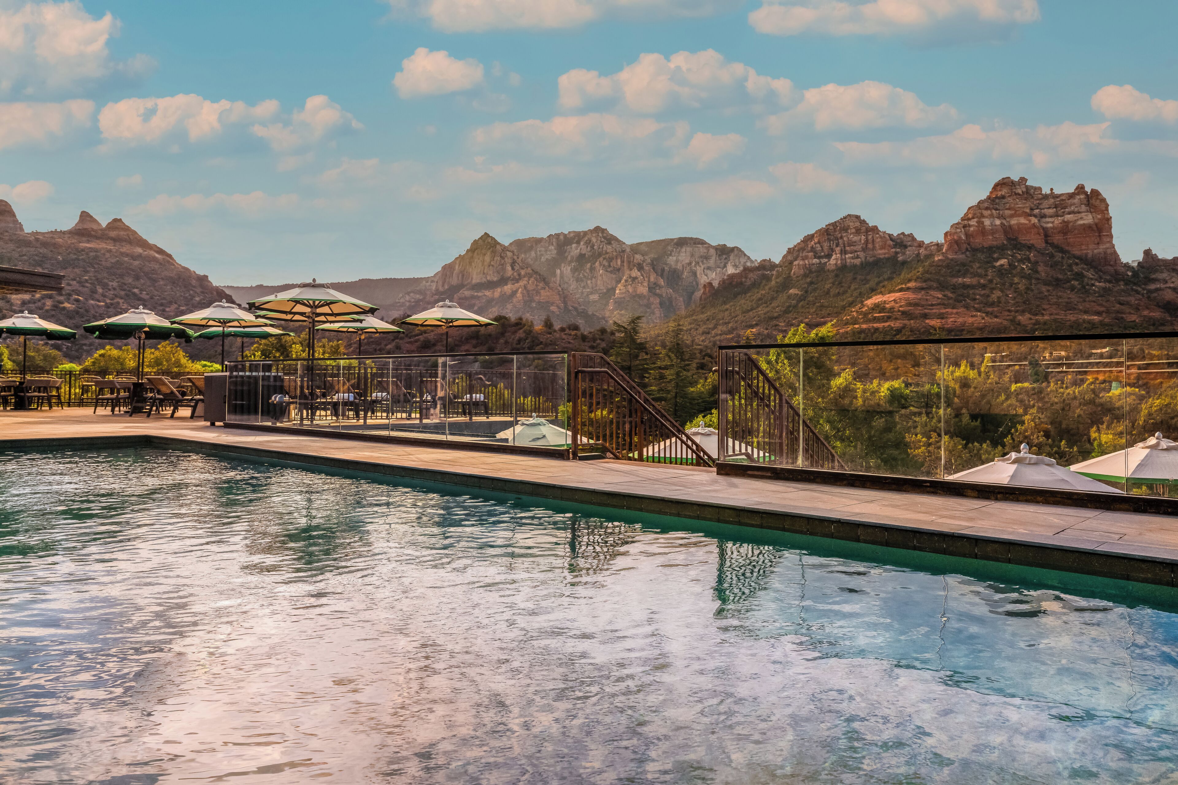Outdoor pool, sun loungers