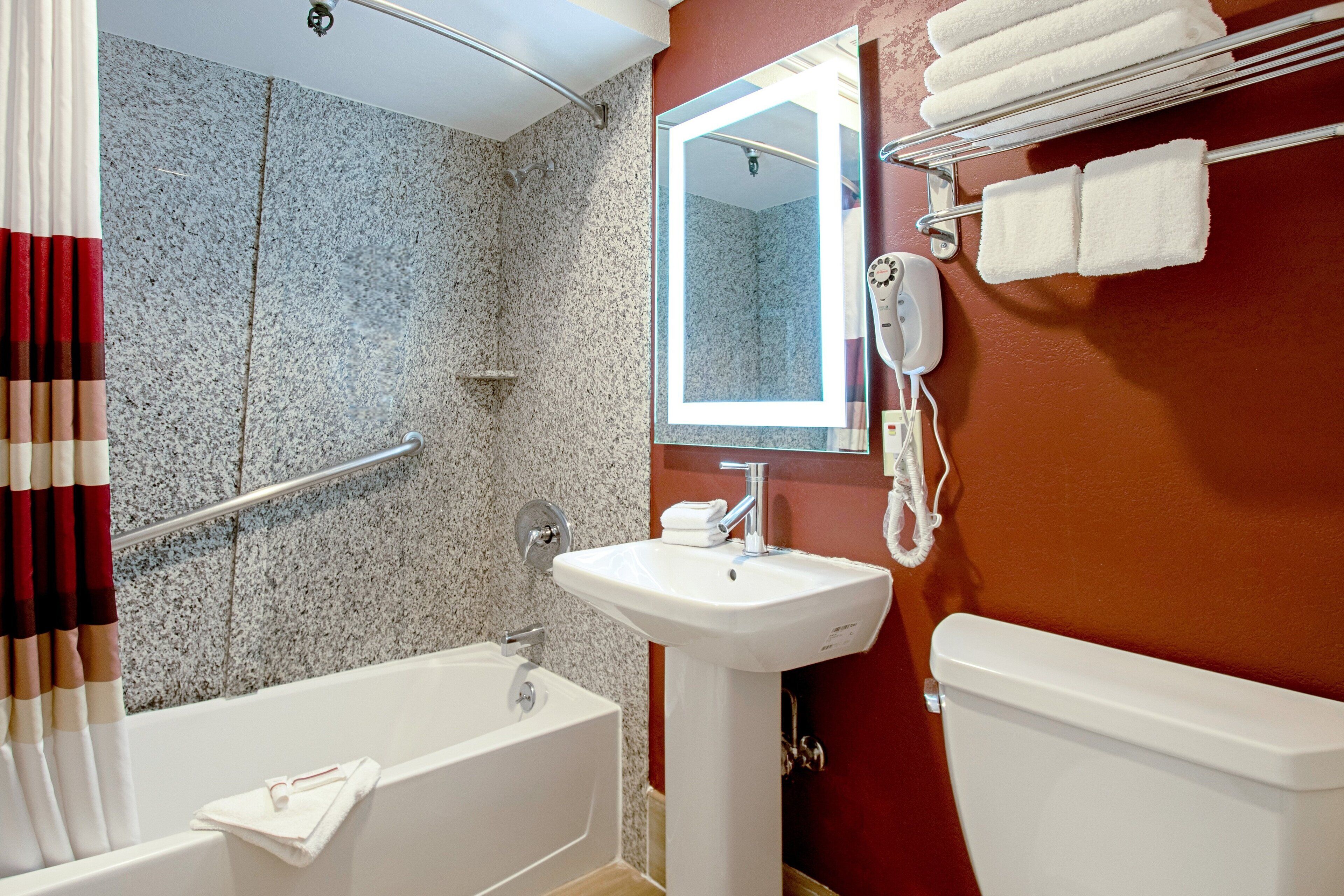 free toiletries, hair dryer, towels, soap