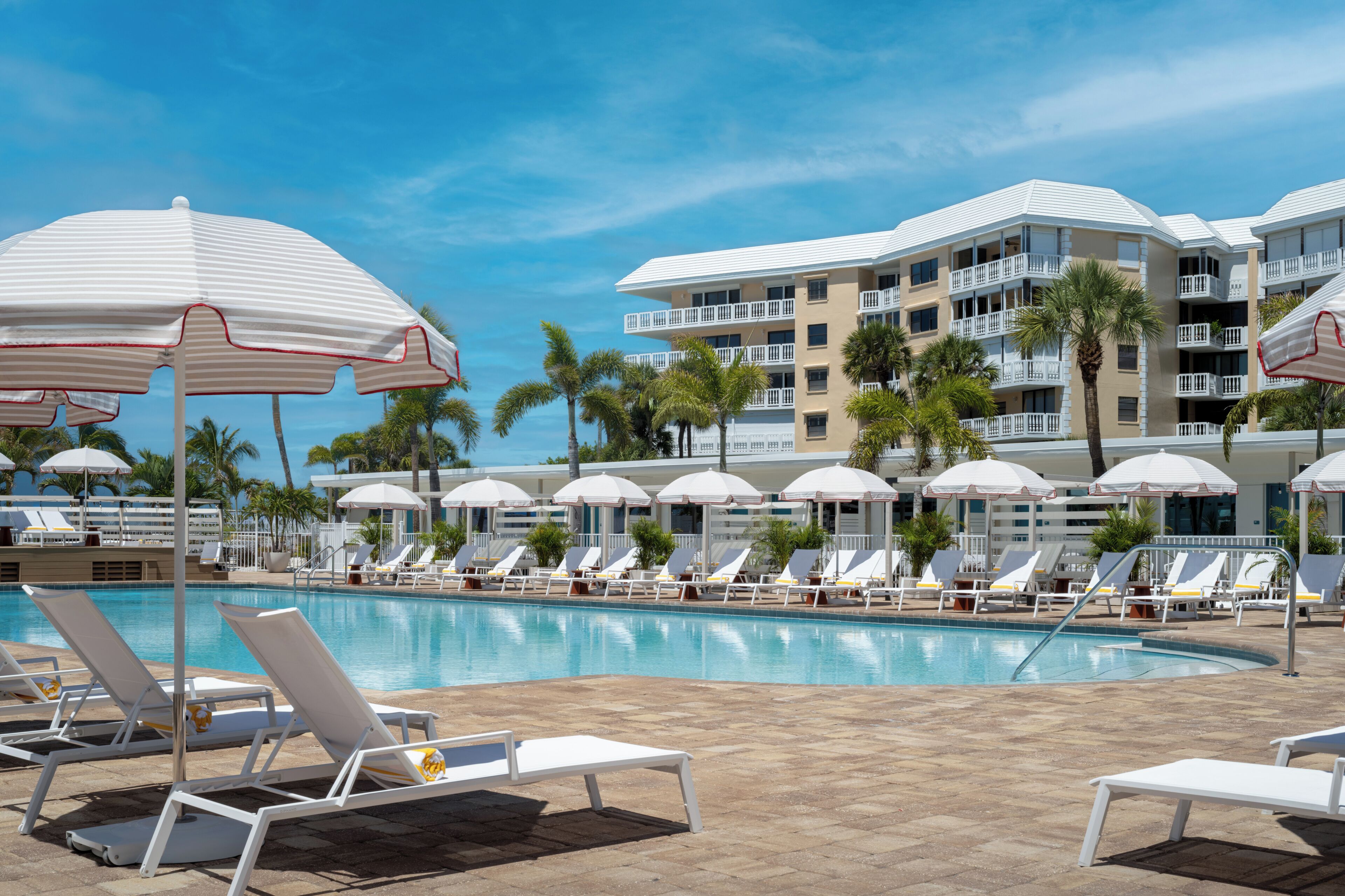 Outdoor pool, a heated pool, pool cabanas (surcharge), pool umbrellas