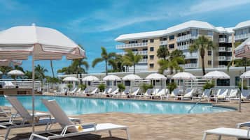 Outdoor pool, a heated pool, pool cabanas (surcharge), pool umbrellas