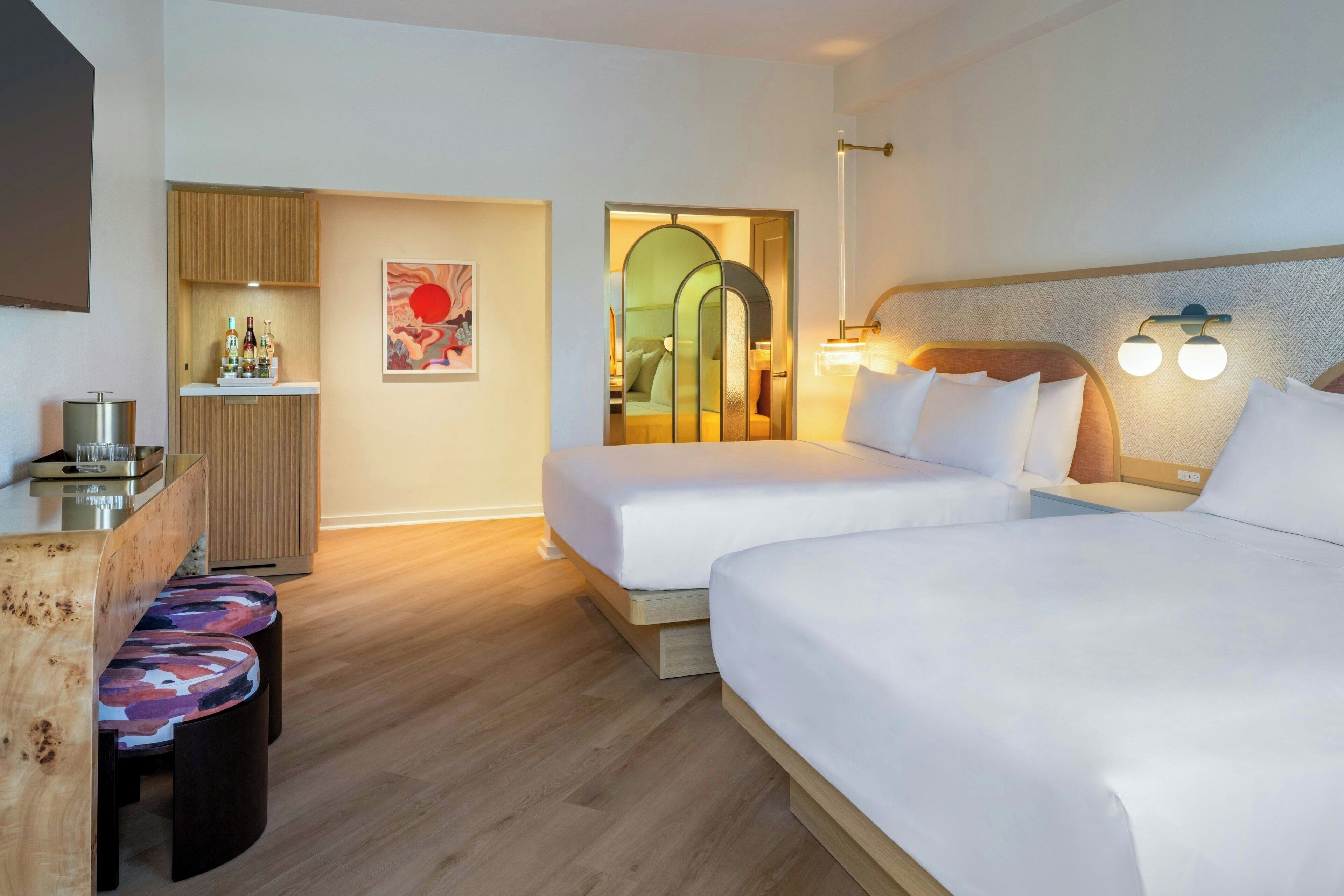 Premium bedding, down comforters, pillowtop beds, in-room safe