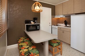 Microwave, coffee/tea maker, high chair