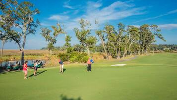 Enjoy a round of golf amidst lush greenery and well-manicured fairways.