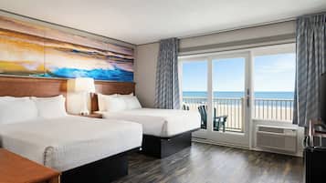 Room, 2 Double Beds, Non Smoking, Oceanfront (Mobility, Roll-In Shower, First Floor) | In-room safe, desk, blackout drapes, iron/ironing board