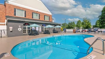 Outdoor pool, sun loungers