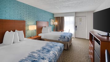 Standard Room, 2 Double Beds, Accessible, Refrigerator & Microwave | Desk, laptop workspace, soundproofing, iron/ironing board