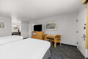 Standard Room, 2 Queen Beds, Non Smoking | In-room safe, desk, blackout drapes, iron/ironing board