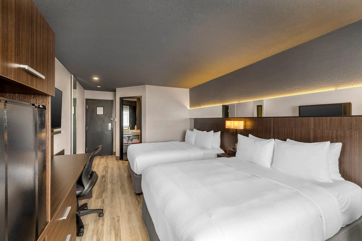 Premium bedding, desk, soundproofing, iron/ironing board