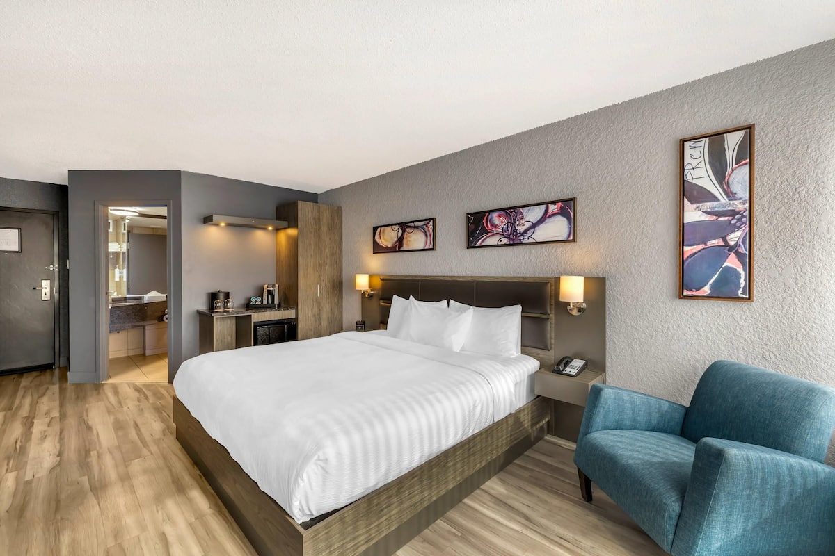 Premium bedding, desk, soundproofing, iron/ironing board