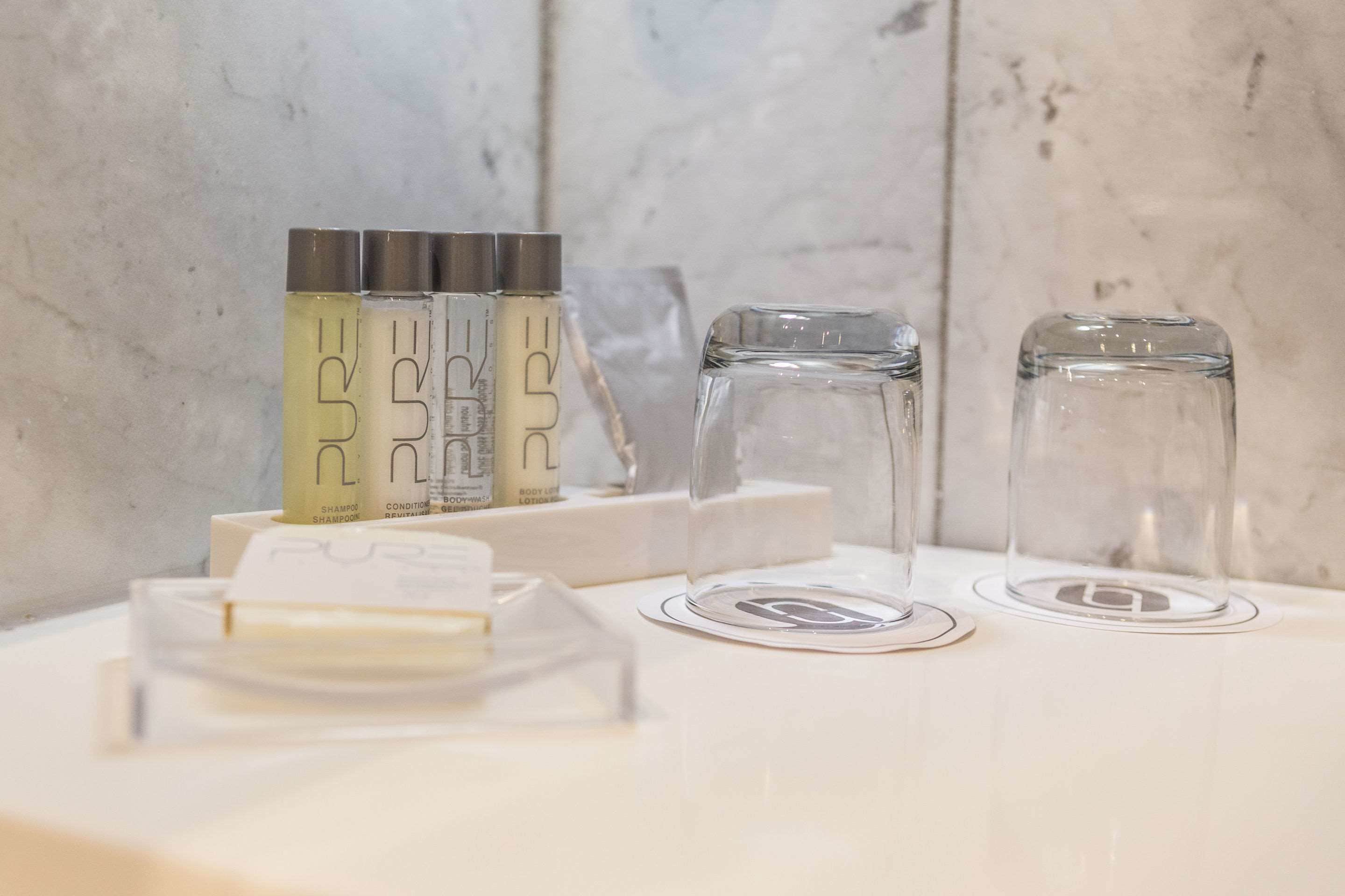 free toiletries, hair dryer, towels