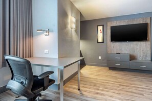 Premium bedding, desk, soundproofing, iron/ironing board