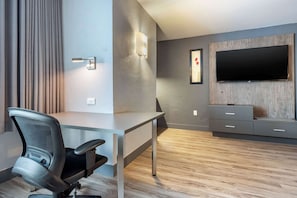 Premium bedding, desk, soundproofing, iron/ironing board