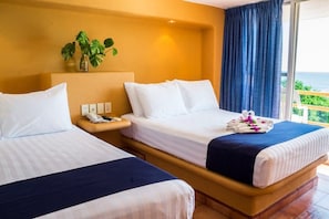 Standard Room, 2 Double Beds, Ocean View | Premium bedding, down comforters, in-room safe, blackout drapes