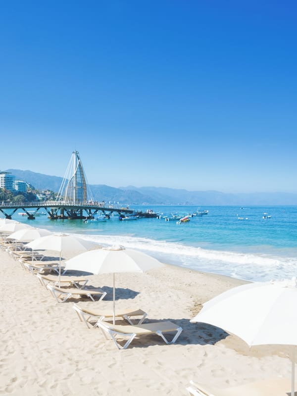 On the beach, beach umbrellas, beach towels