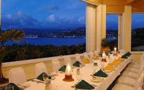 Breakfast, lunch, dinner served; ocean views