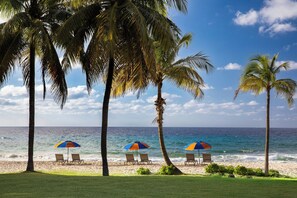 Plage, chaises longues, serviettes de plage