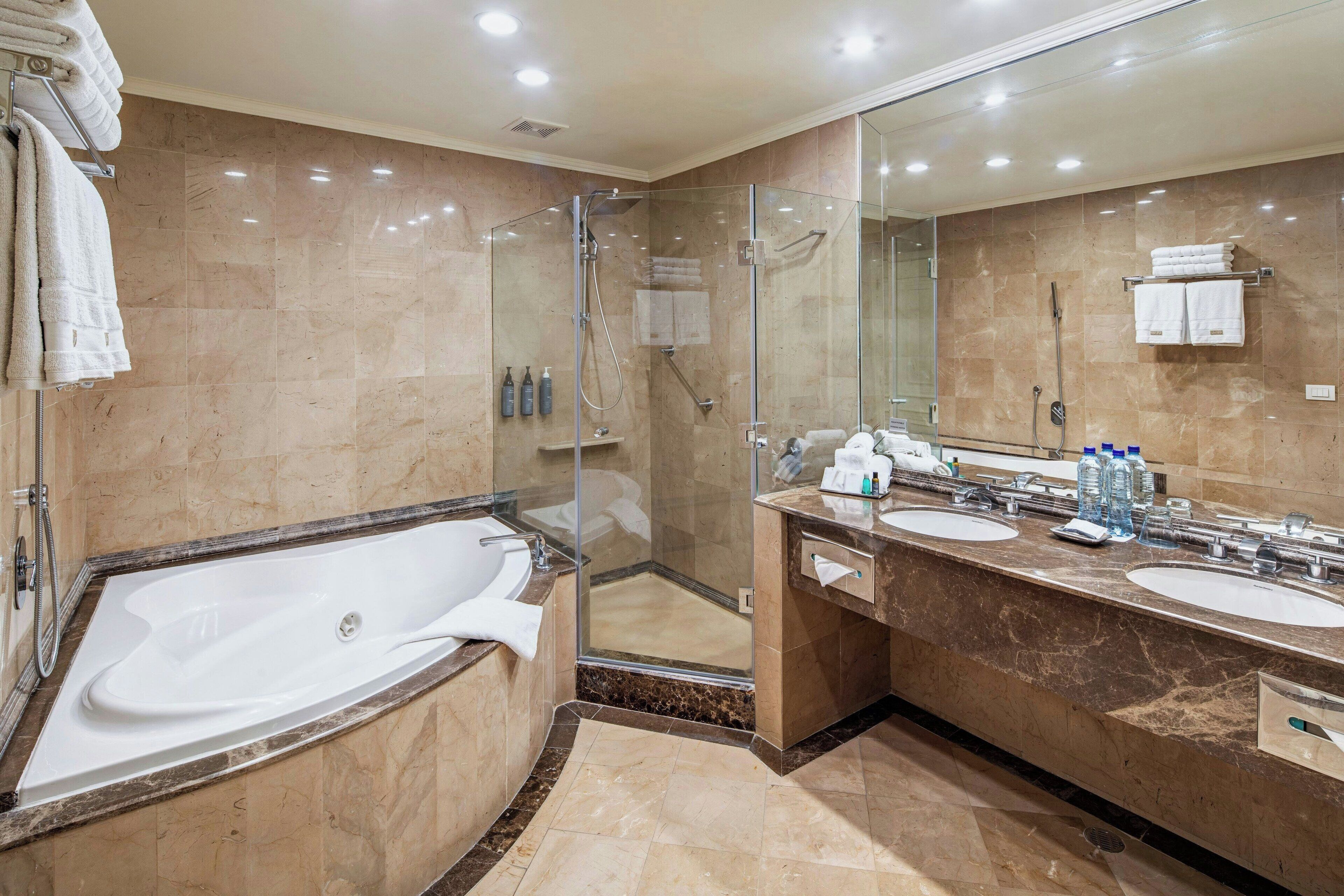 westin, junior suite, 1 bedroom, executive level | bathroom | shower, rainfall showerhead, free toiletries, hair dryer