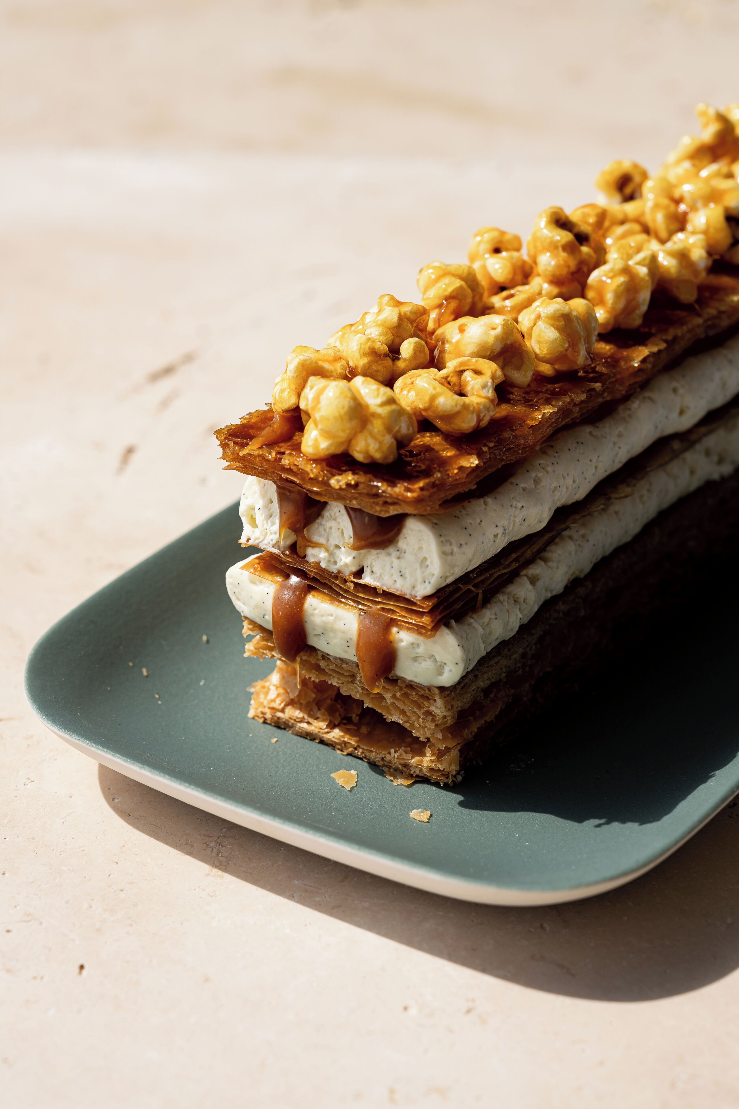 A dessert on a plate.