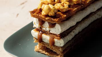 A dessert on a plate.