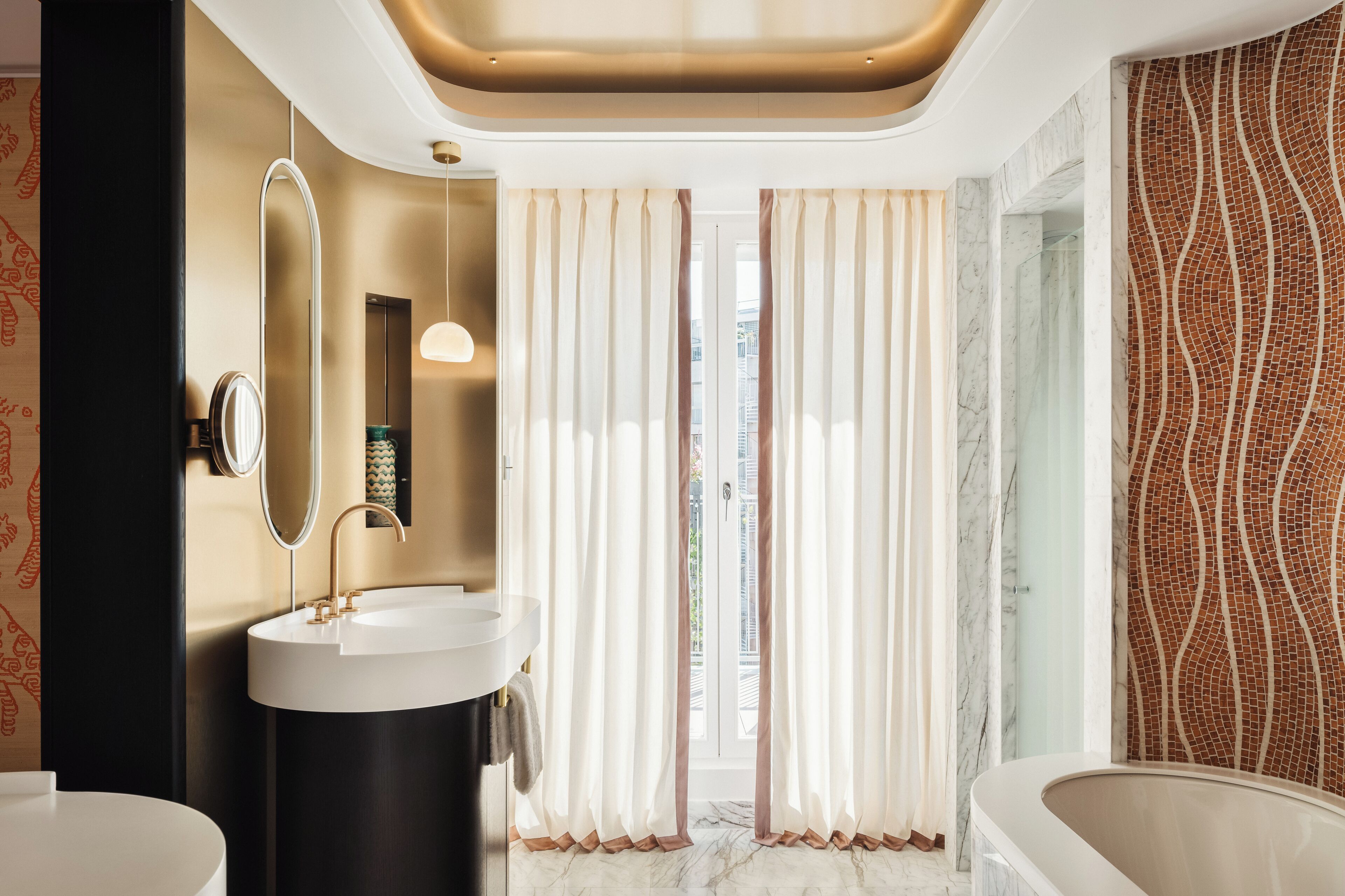 marquis de sers apartment | bathroom | shower, free toiletries, hair dryer, bathrobes