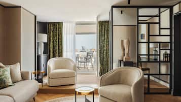 Eiffel Suite | Living area | 46-inch Smart TV with satellite channels, TV, toys