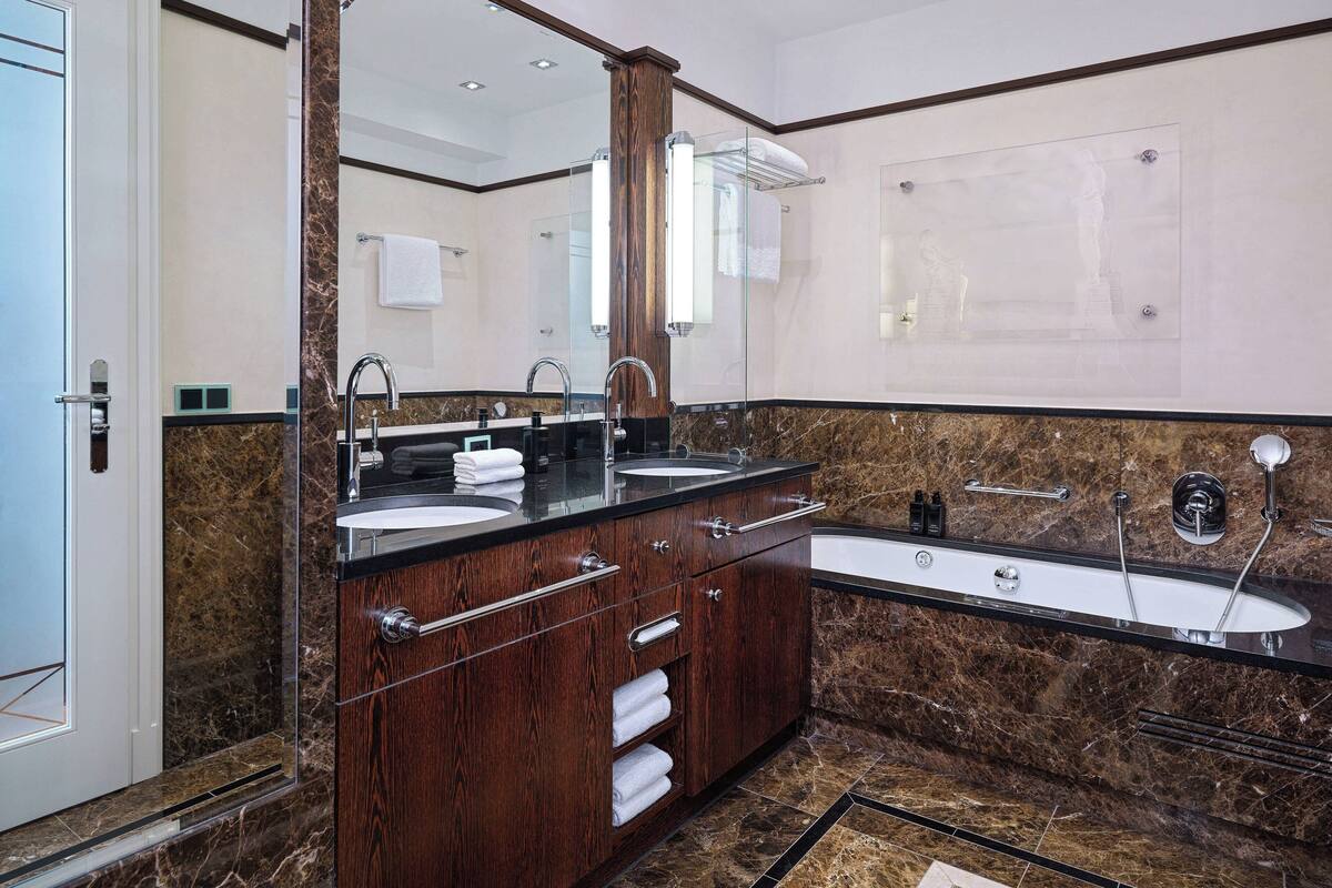 shower, designer toiletries, hair dryer, bathrobes