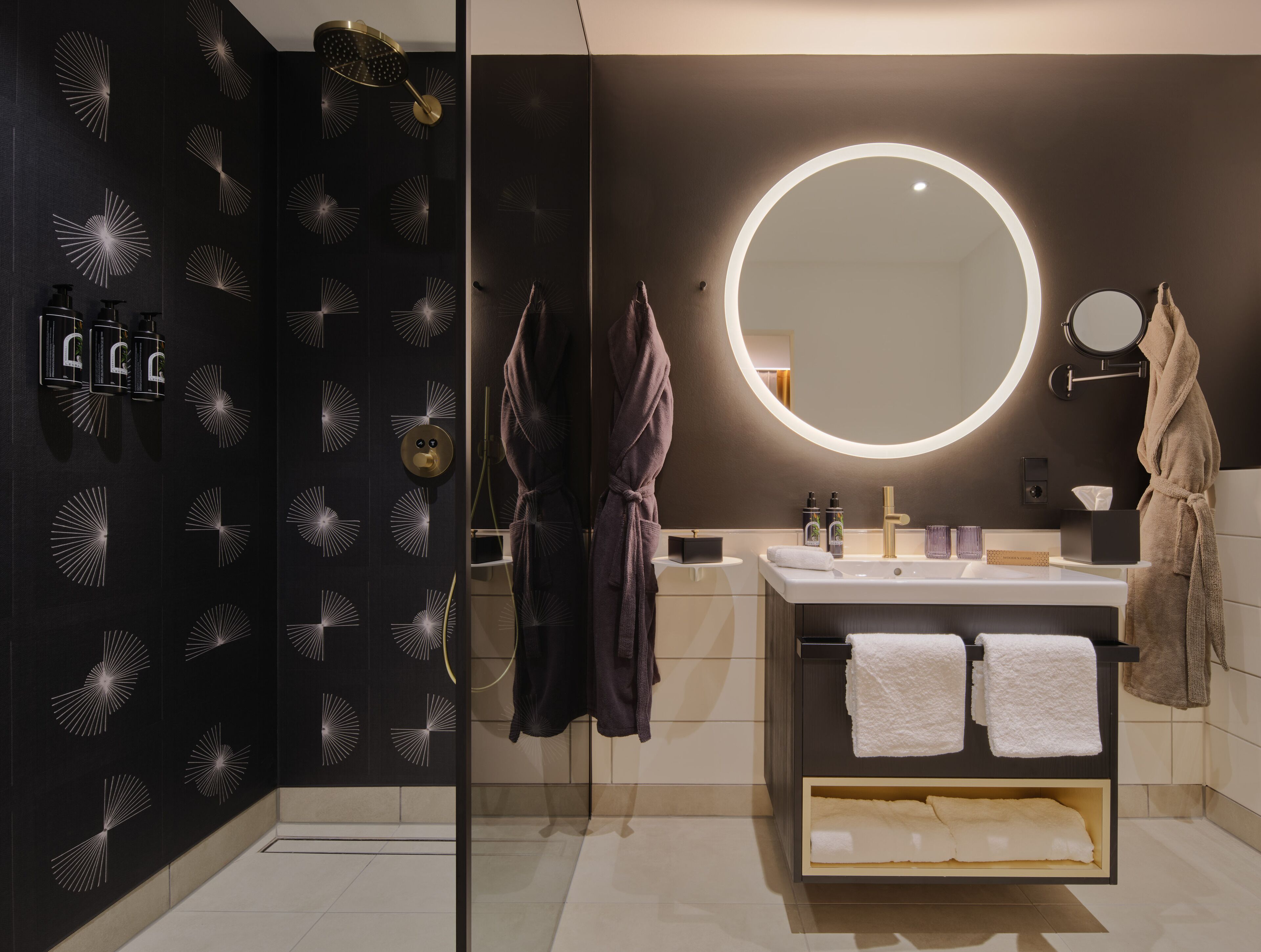 free toiletries, hair dryer, bathrobes, towels