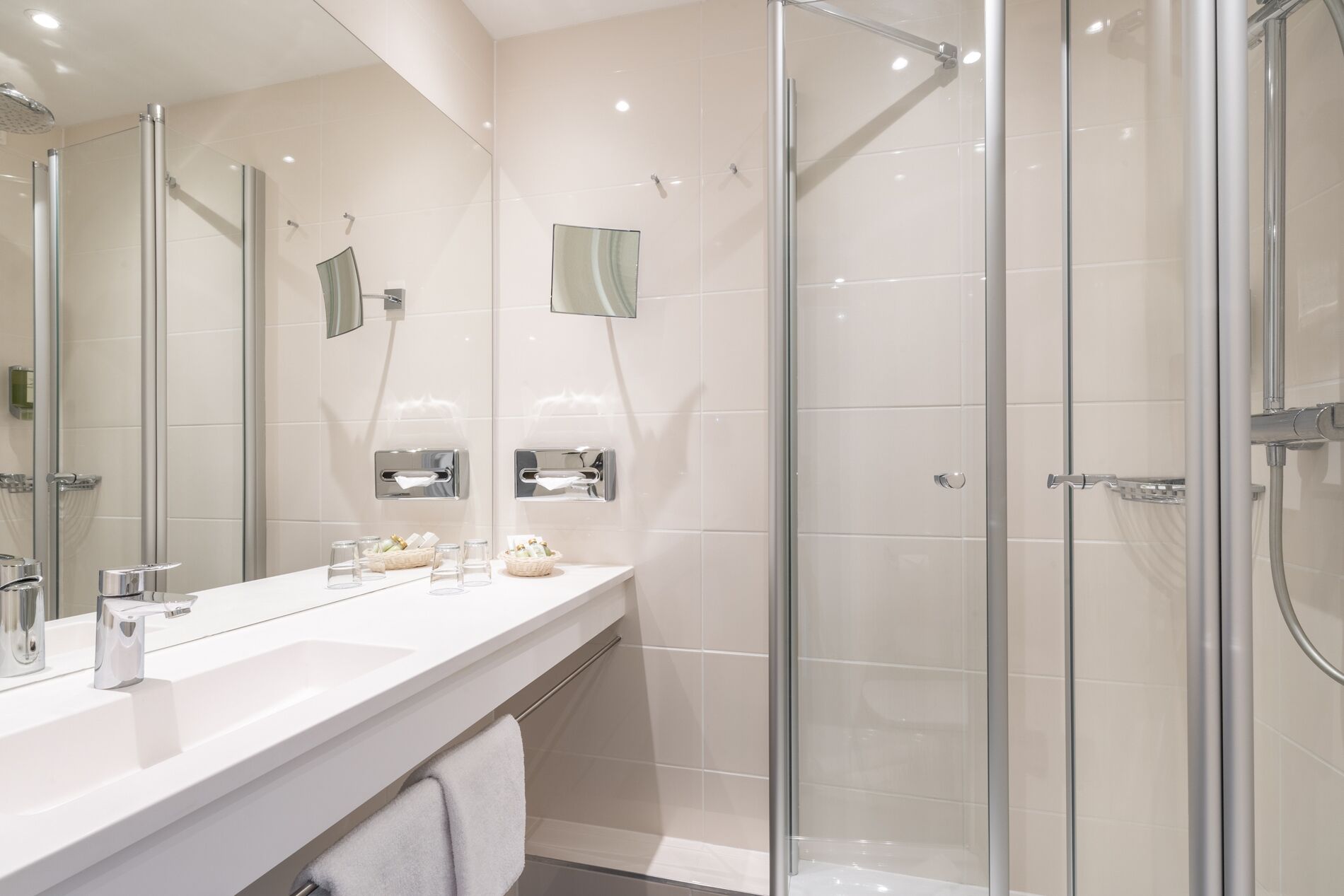 free toiletries, hair dryer, bathrobes, towels