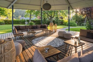 Indoor pool, outdoor pool, pool loungers