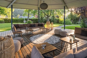 Indoor pool, outdoor pool, sun loungers