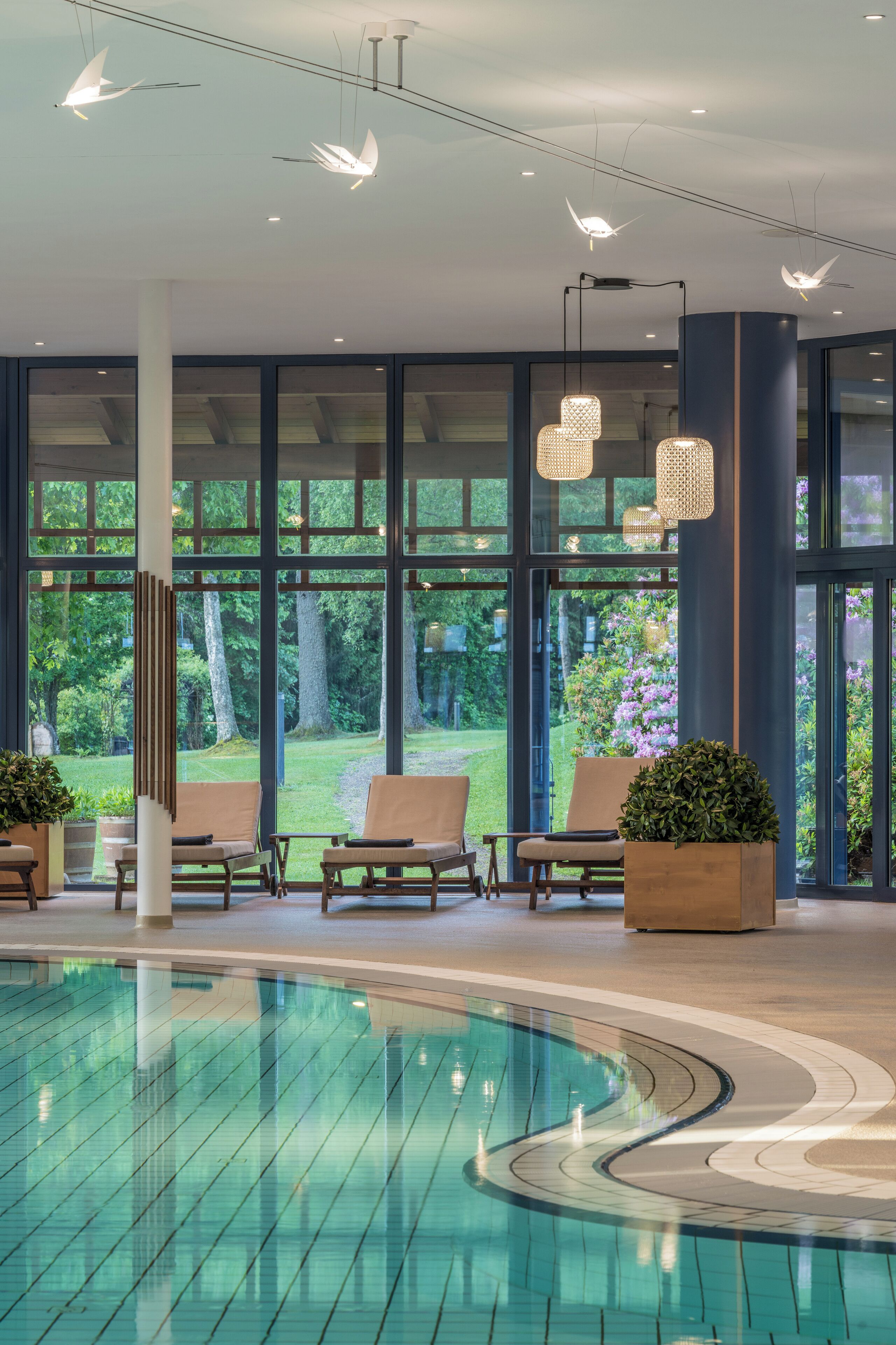 Indoor pool, outdoor pool, sun loungers