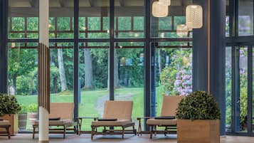 Indoor pool, outdoor pool, sun loungers