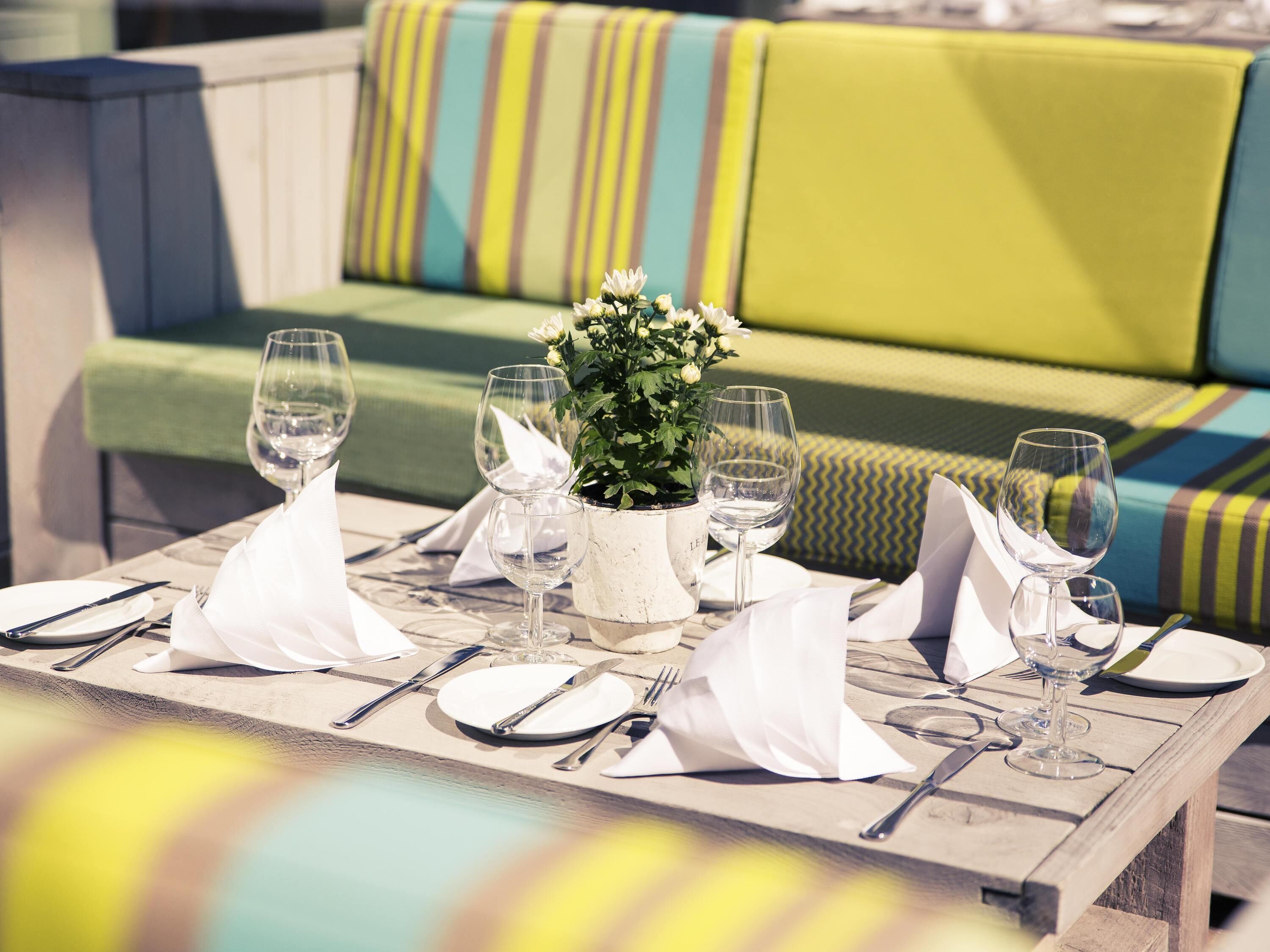 dinner served, regional cuisine, garden views