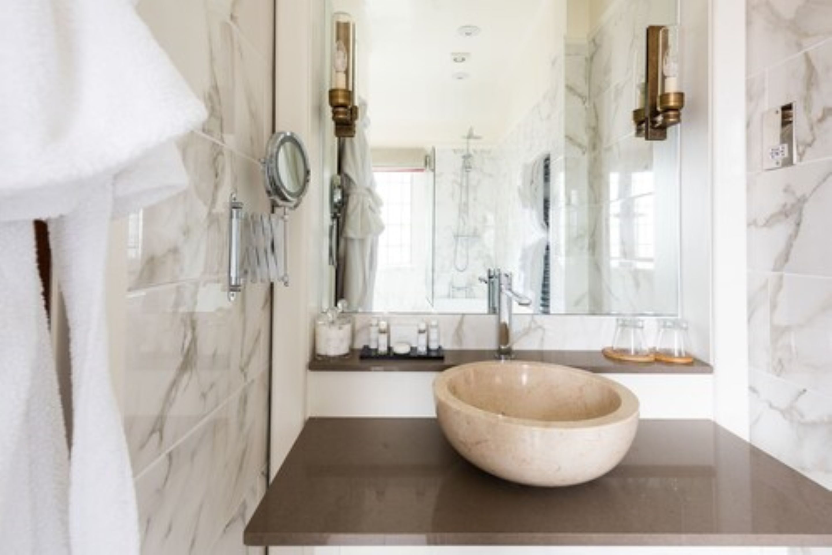 free toiletries, hair dryer, bathrobes, towels